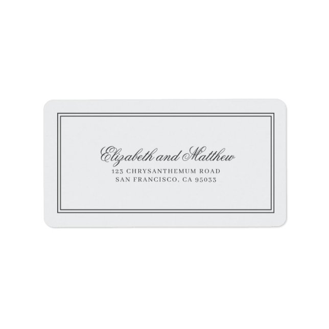 Elegant Enkel klassisk Bröllop-Returadress Adressetikett (Framsidan)