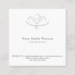 Elegant Enkel kvadratvit och Grått Lotus Flower Fyrkantigt Visitkort