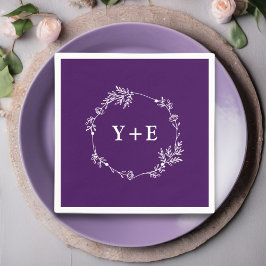 Elegant Enkel Lila Monogrammed Bröllop Pappersservett