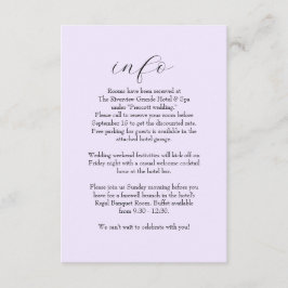 Elegant, enkel lilac bröllop-information tilläggskort