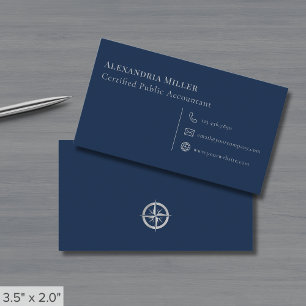 Elegant Enkel marin blå Silver Visitkort