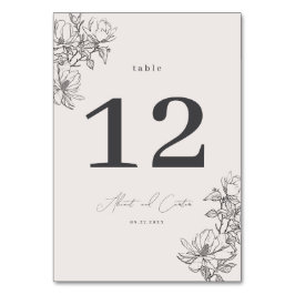 Elegant enkel med konturblommor och Gräns Bordsnummer