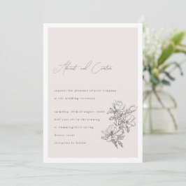 Elegant enkel med konturblommor och Gräns Invi Inbjudningar