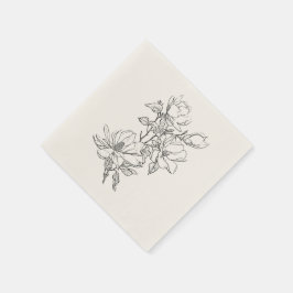 Elegant enkel med konturblommor och Gräns Invi Pappersservett