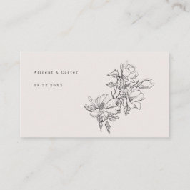 Elegant enkel med konturblommor och Gräns Placeringskort