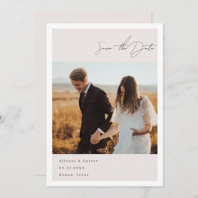 Elegant enkel med konturblommor och Gräns Spara Datumet (Fram/baksida)