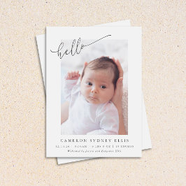 Elegant Enkel minimal födelsetal av Hej Baby Meddelande