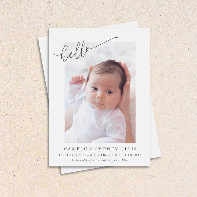 Elegant Enkel minimal födelsetal av Hej Baby Meddelande (Skapare uppladdad)