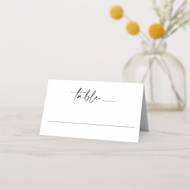 Elegant Enkel Minimal Handskriven Bröllop Placeringskort (Framsida)