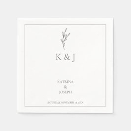 Elegant Enkel minimal monokrom Bröllop-chic Pappersservett