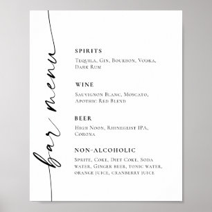 Elegant enkel minimal Pub Menu Bröllop Poster