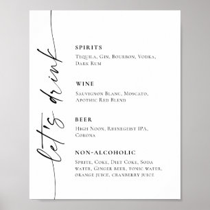 Elegant enkel minimal Pub Menu Bröllop Poster