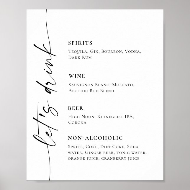 Elegant enkel minimal Pub Menu Bröllop Poster (Framsidan)
