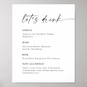 Elegant enkel minimal Pub Menu Bröllop Poster