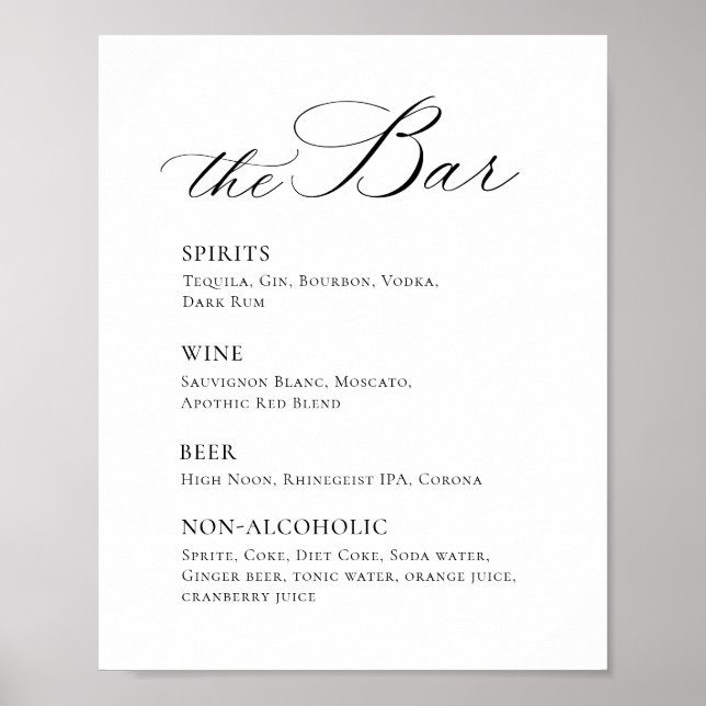 Elegant enkel minimal Pub Menu Bröllop Poster (Framsidan)