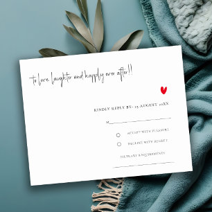 Elegant Enkel minimal Red Heart-skript Bröllop OSA Kort