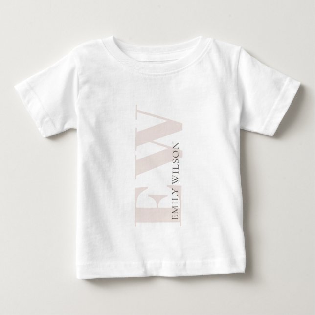 Elegant Enkel minimal  Rosa Namn Monogram T Shirt (Framsida)