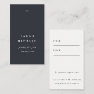 Elegant Enkel Minimal Svart Vit Prislapp Namn Visitkort