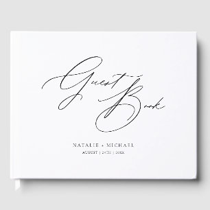 Elegant enkel minimal svartvit Bröllop Gästböcker