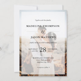 Elegant enkel minimalistisk 2-foto-Bröllop Inbjudningar