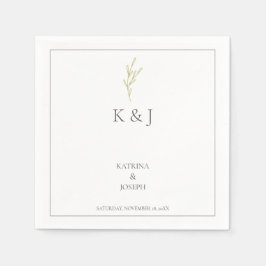 Elegant enkel minimalistisk Bröllop Oliv grönt löv Pappersservett