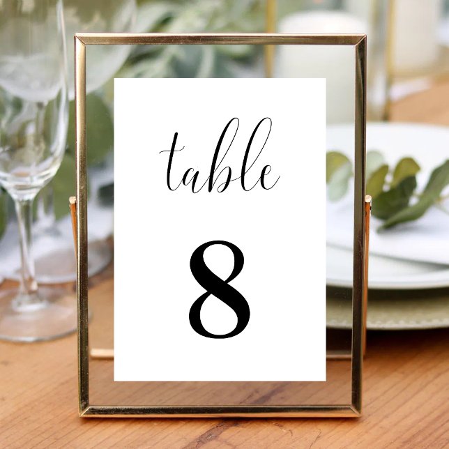 Elegant Enkel Minimalistisk Bröllops Bordskort (Elegant simple minimalist table card keeps seating clear while enhancing your wedding decor)