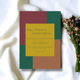 Elegant enkel minimalistisk färgfull modern Bröllo Inbjudningar