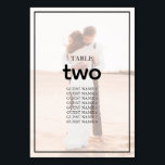 Elegant enkel, minimalistisk foto Bröllop Bordsnummer<br><div class="desc">Den här designen är helt baserad på bröllop parets foto. Ett enkelt svart, tunt gräns ramar, bröllop-texten och ett ogenomskinligt foto, medan samma foto på motsatt sida visas utan ogenomskinligt lagrar och gräns ram. En elegant minimalistisk utformning av bröllop-bordsnummer med enkelt och modernt inslag som är perfekt för alla teman...</div>