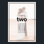 Elegant enkel, minimalistisk foto Bröllop Bordsnummer<br><div class="desc">Den här designen är helt baserad på bröllop parets foto. Ett enkelt svart, tunt gräns ramar, bröllop-texten och ett ogenomskinligt foto, medan samma foto på motsatt sida visas utan ogenomskinligt lagrar och gräns ram. En elegant minimalistisk utformning av bröllop-bordsnummer med enkelt och modernt inslag som är perfekt för alla teman...</div>