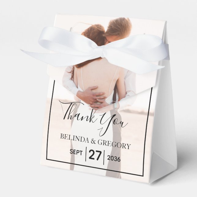 Elegant enkel, minimalistisk foto Bröllop Presentaskar (Framsidan Sidan)