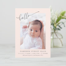 Elegant Enkel Minimalistisk Hello Blush Foto Födel