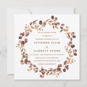 Elegant enkel minimalistisk Höst löv Bröllop Inbjudningar