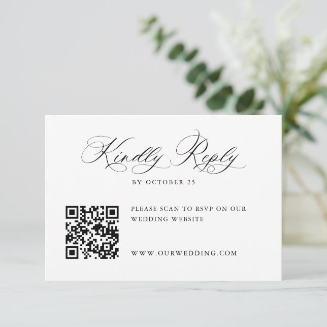 Elegant Enkel Minimalistisk Kalligrafi QR-kod OSA Kort (Stående Fram)