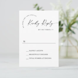 Elegant Enkel Minimalistisk Kalligrafi Svart Vitt OSA Kort