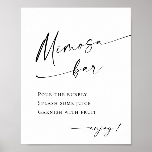 Elegant enkel minimalistisk Mimosa Pub Bröllop Poster (Framsidan)