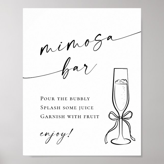 Elegant enkel minimalistisk Mimosa Pub Bröllop Poster (Framsidan)
