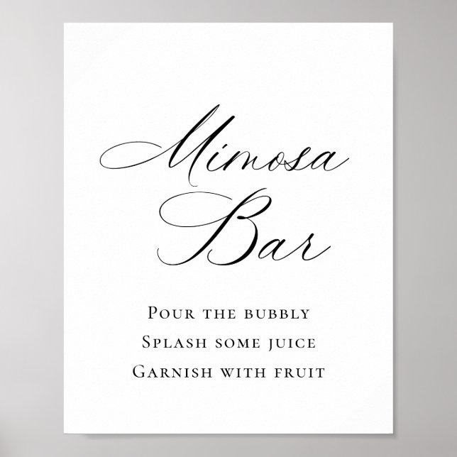 Elegant enkel minimalistisk Mimosa Pub Bröllop Poster (Framsidan)