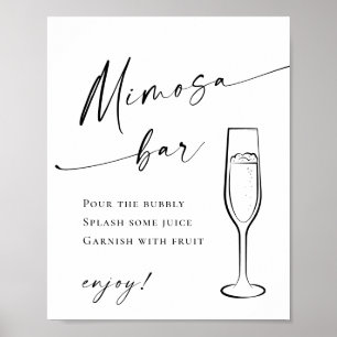 Elegant enkel minimalistisk Mimosa Pub Bröllop Poster