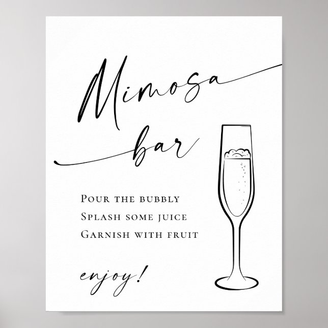Elegant enkel minimalistisk Mimosa Pub Bröllop Poster (Framsidan)