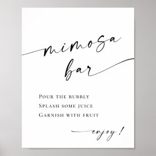 Elegant enkel minimalistisk Mimosa Pub Bröllop Poster