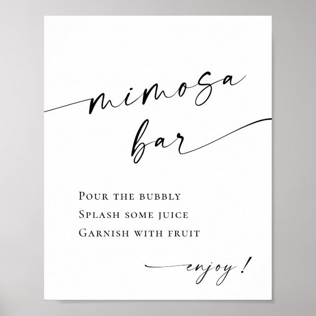 Elegant enkel minimalistisk Mimosa Pub Bröllop Poster (Framsidan)