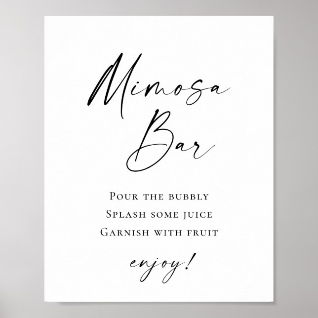 Elegant enkel minimalistisk Mimosa Pub Bröllop Poster (Framsidan)