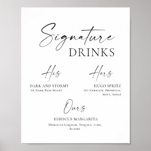 Elegant Enkel minimalistisk Namnteckning drycker B Poster