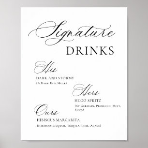 Elegant Enkel minimalistisk Namnteckning drycker B Poster