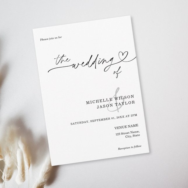 Elegant Enkel Minimalistisk Svart och Vit Inbjudningar (Elegant Simple Minimalist Black and White Invitation)