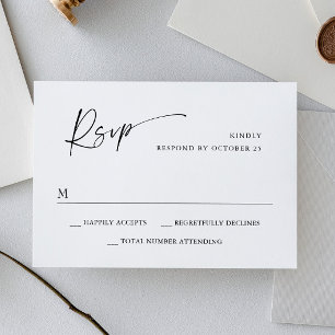 Elegant enkel minimalistisk svartvit kalligrafi OSA kort