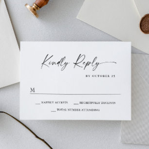 Elegant enkel minimalistisk svartvit kalligrafi OSA kort