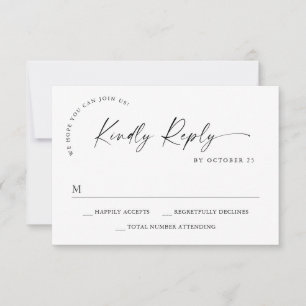Elegant enkel minimalistisk svartvit kalligrafi OSA kort