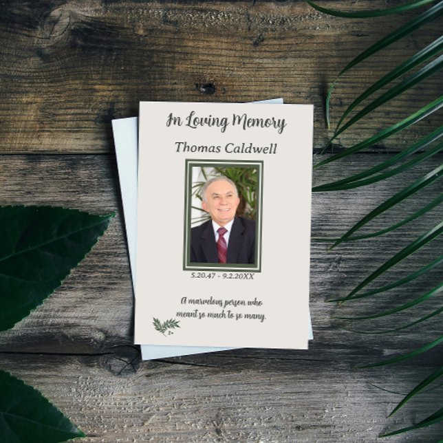 Elegant Enkel Minneskort för Sorg med Bön Visitkort (Skapare uppladdad)