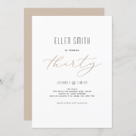 Elegant, enkel, modern, 30års födelsedag inbjudningar